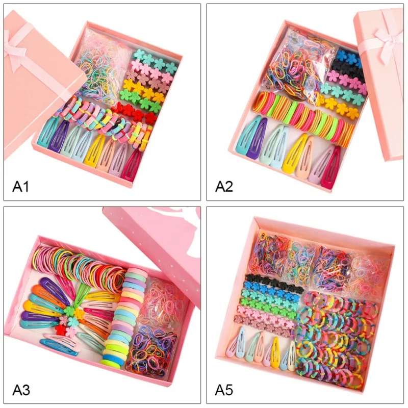 Kids Girls Colorful Hair Bands Set Hair Accessories Sets Children Ponytail Holder Scrunchies Cute Headwear Gifts