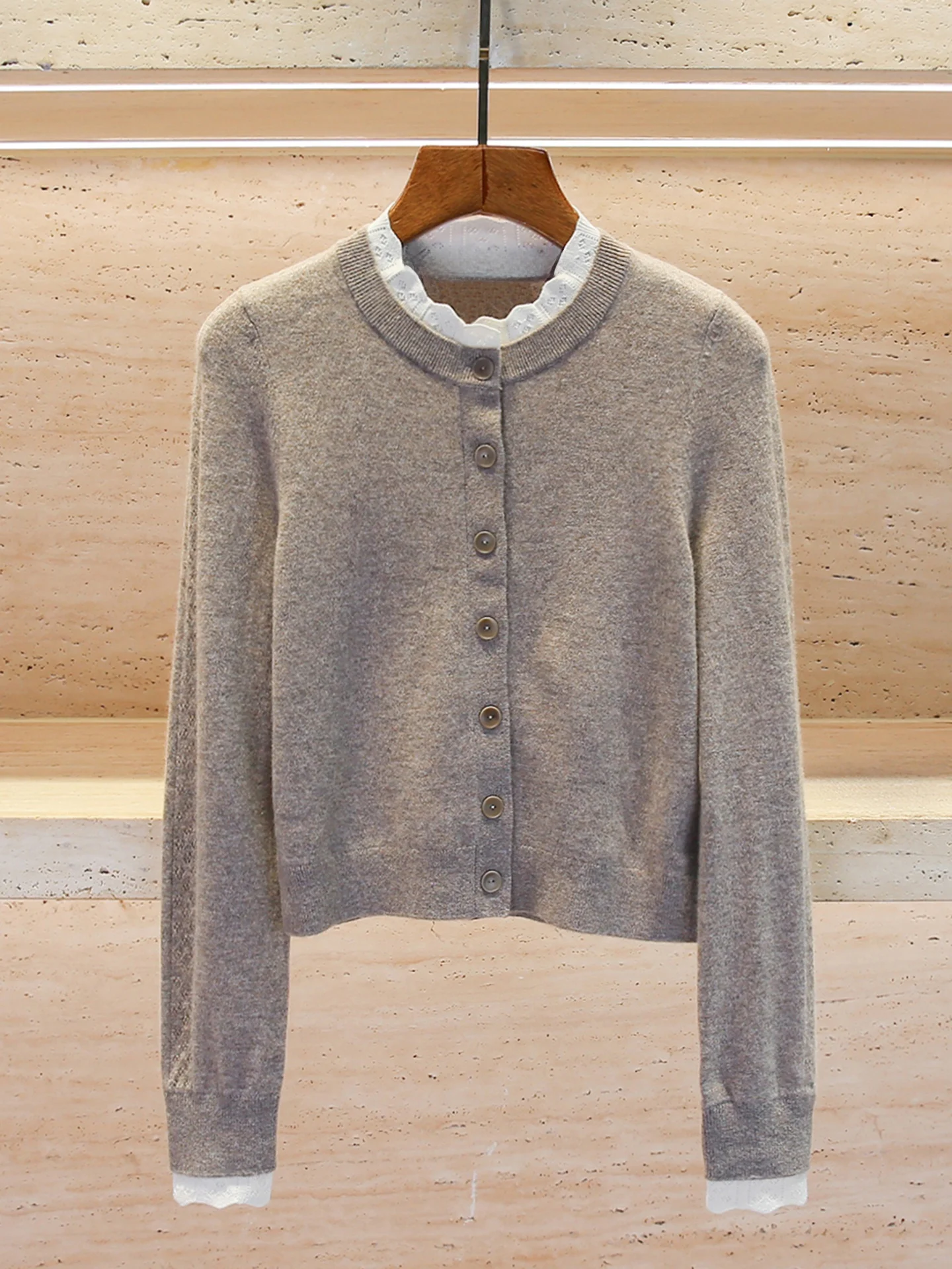 

Ele Knitted Cardigan Outerwear Small Fraance Sle Women's High-End Autumn Winter Faion Soft Medium Thin Long Sl...