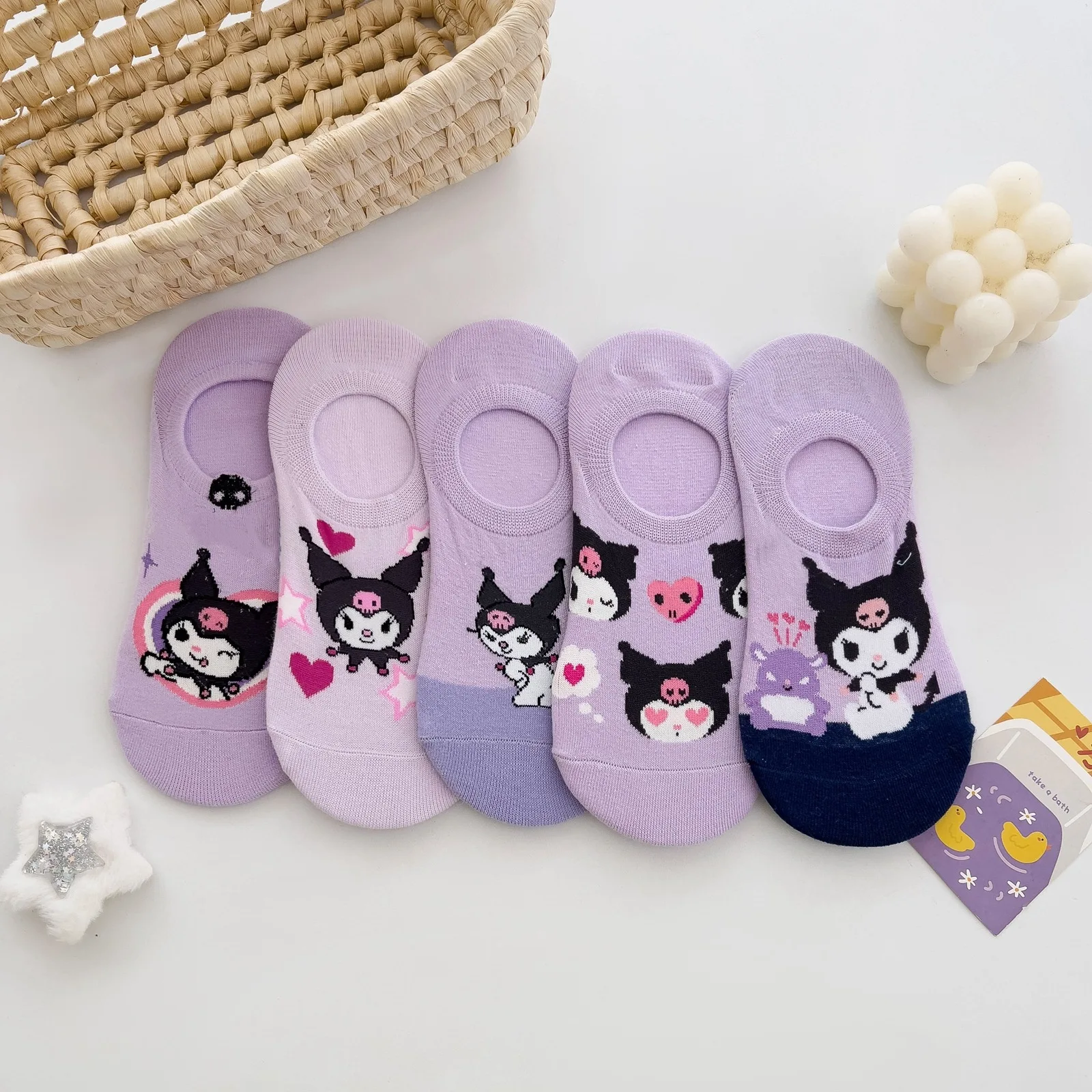 جوارب كورية على طراز أربعة مواسم - جوارب غير مرئية برسوم كرتونية 200N مع مقدمة ضحلة ومادة سيليكون مضادة للانزلاق - قطن نسائي #2