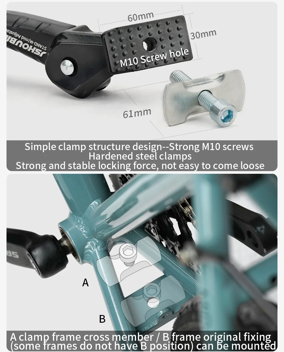 Jshoubike verstellbarer Fahrradst änder Aluminium legierung MTB/Schnee/Faltrad/Elektro fahrzeug Fahrrad Seiten fuß stütze 24-29 Zoll – Detail 17