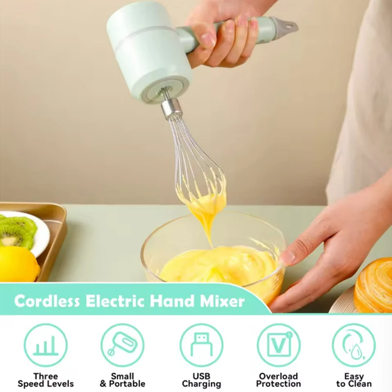 Electric Portable Blender Mixer Handheld Kitchen Tools with Food Processor Milk Frother Egg Beater And Cake Baking USB Charging
