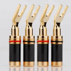 Hi-End Sy1532 Messing Met 24K Vergulde Vergrendeling Schroef Y- Spade Plug Luidsprekerkabel Connector 7.5Mm Diameter