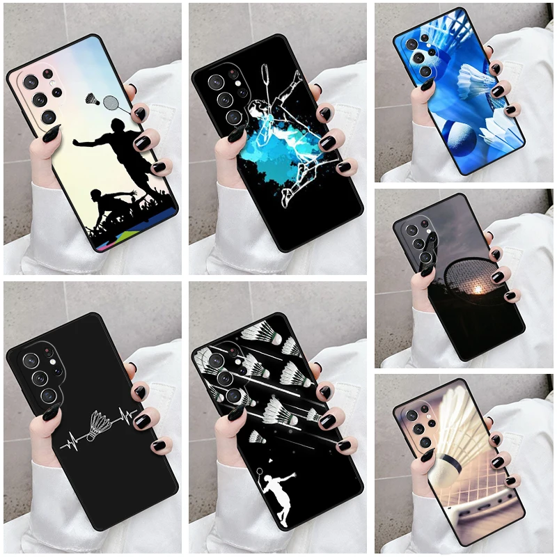 

Phone Case For Samsung Galaxy S24 S25 S23 S21fe S22 Ultra Plus Note 10 20 Cover Badminton Sport
