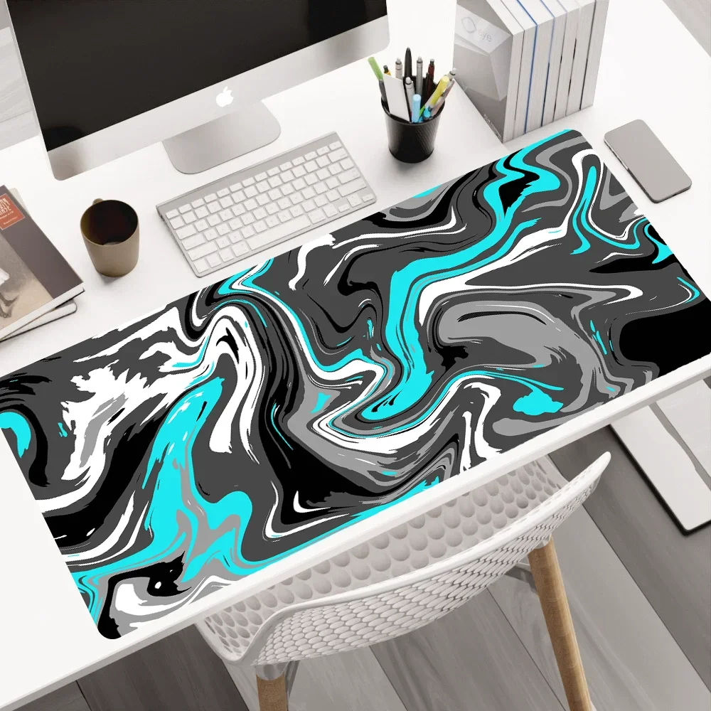 Gaming Mousepad XXL Large Keyboard The Table Speed Desk Mat Anime 900x400 700X300 Blue Mouse Mat Liquid Strata Art Mouse Pad