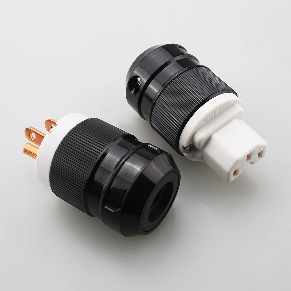 Pair Pure Copper US IEC Power Plug Super Best For DIY HIFI Audiophile Cable