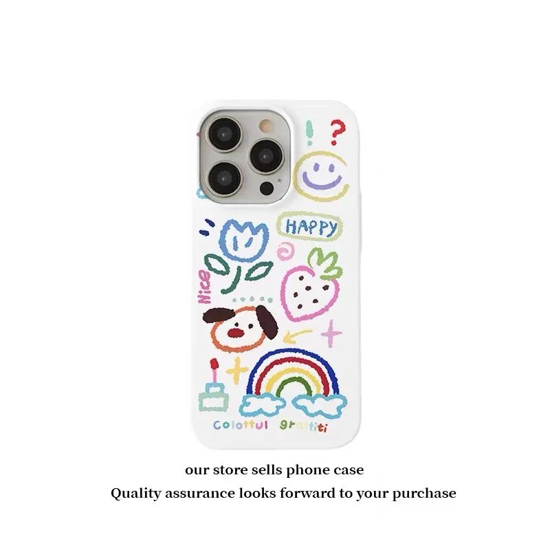 Etui na telefon IPHONE 17 16ProMax 15 14 13 12 11 PRO Plus XR XS z motywem tęczowego pędzla graffiti, akrylowe i TPU, dwuwarstwowe, magnetyczne.