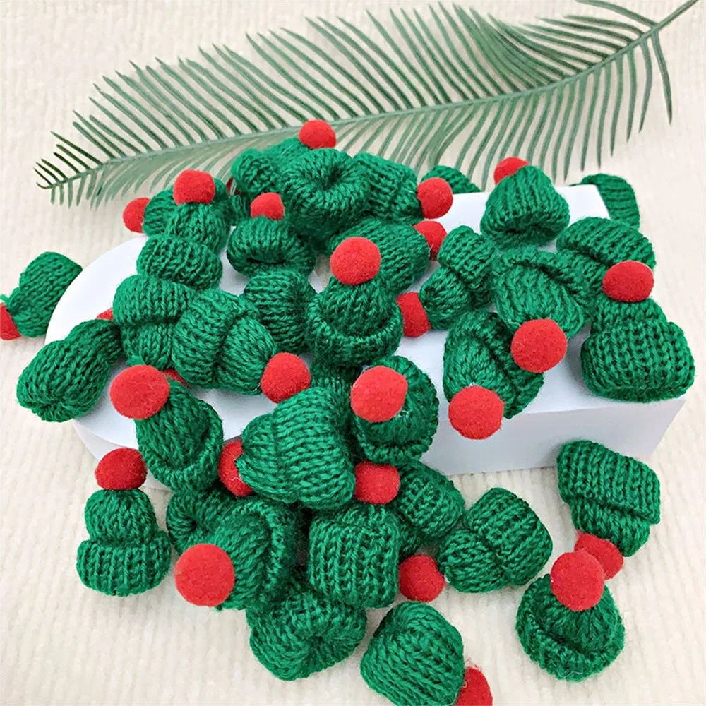 Christmas Ornament Handmade Knit Hat Diy Decoration Knit Doll Cap For New Year Holiday Gift Craft Project - Image 2