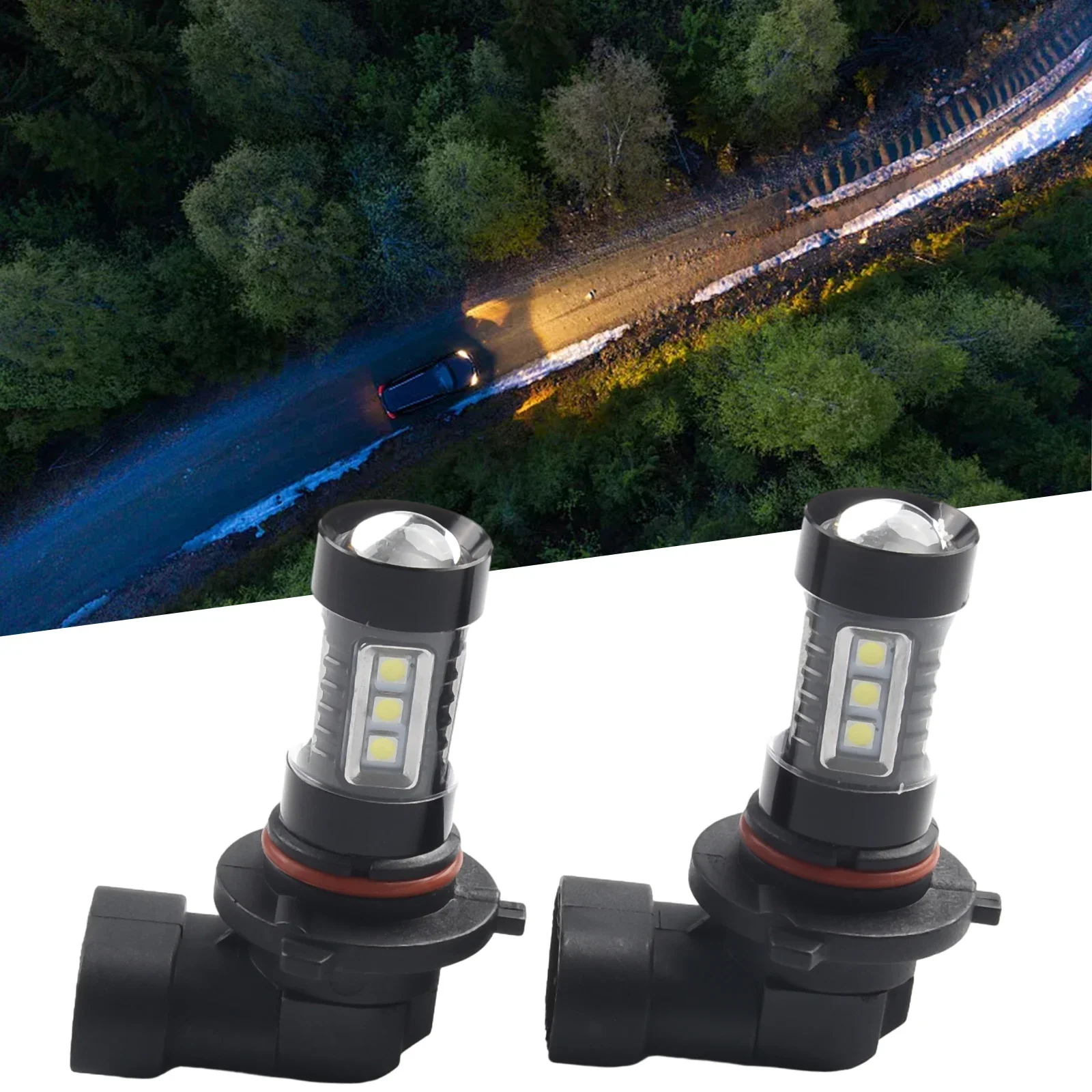 

2PCS DC 12V LED Fog Light Kit H10 9145 9140 Bulb Super Bright 6000K White New 80W 1760LM High Temperature-resistant Lights