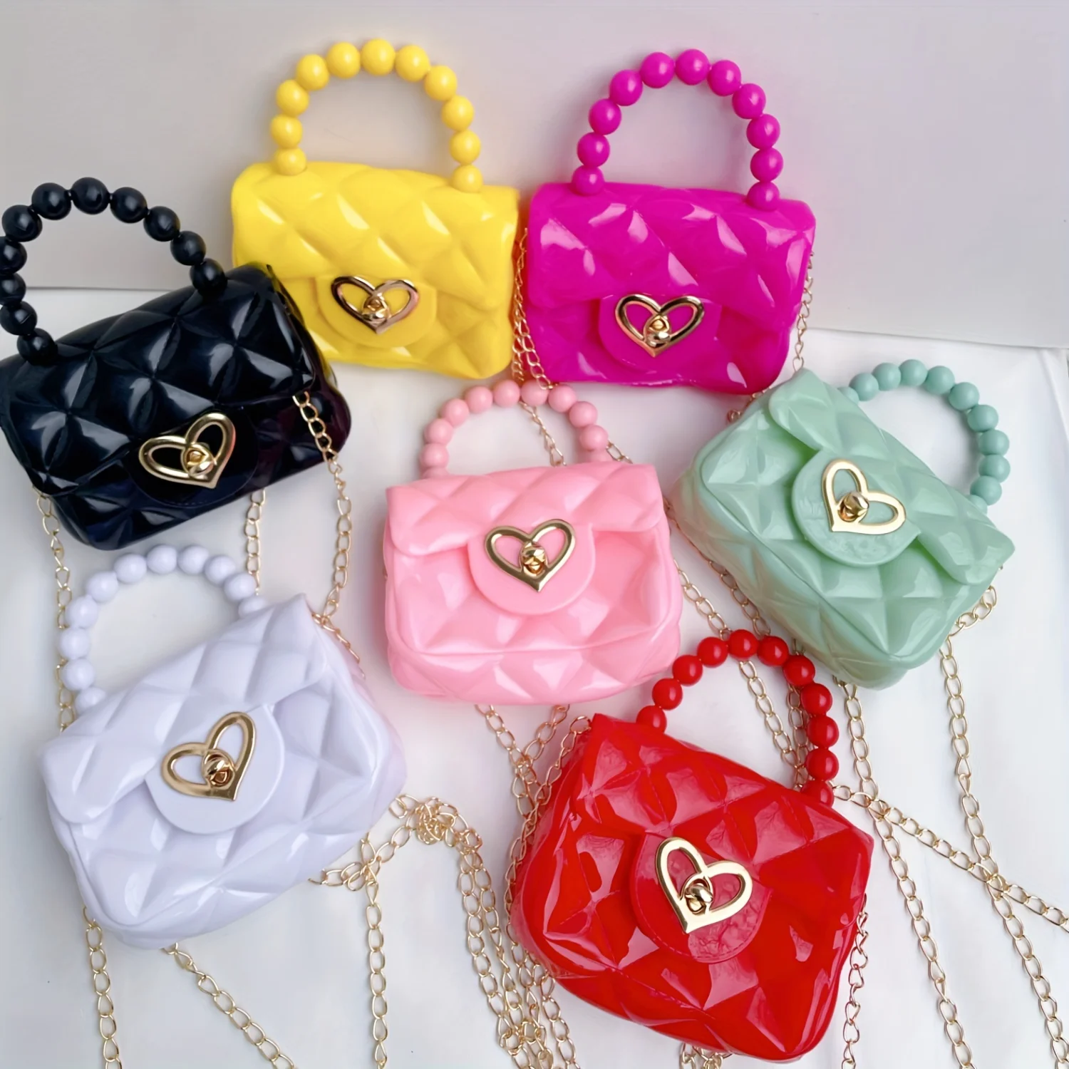 Trendy Girls Jelly Mini Handbag - Candy-Colored with Faux Pearl Chain, Perfect for Casual Outings Birdhouse Chinchilla Bird nest