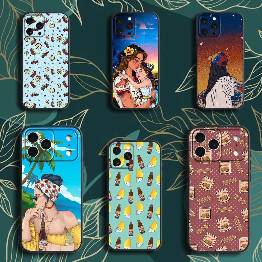 V-Venezuela esthetic Print Phone Case For iPhone 17,16,15,14,13,12,Pro,Max,Plus,E,SE4,Air,Mini Black Soft Box