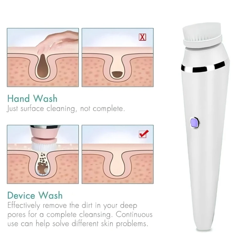 4 In1 전기 클렌징 브러시 방수 페이스 마사지 클렌징 장치 깊은 클렌징 제거 블랙헤드 모공-VVNB