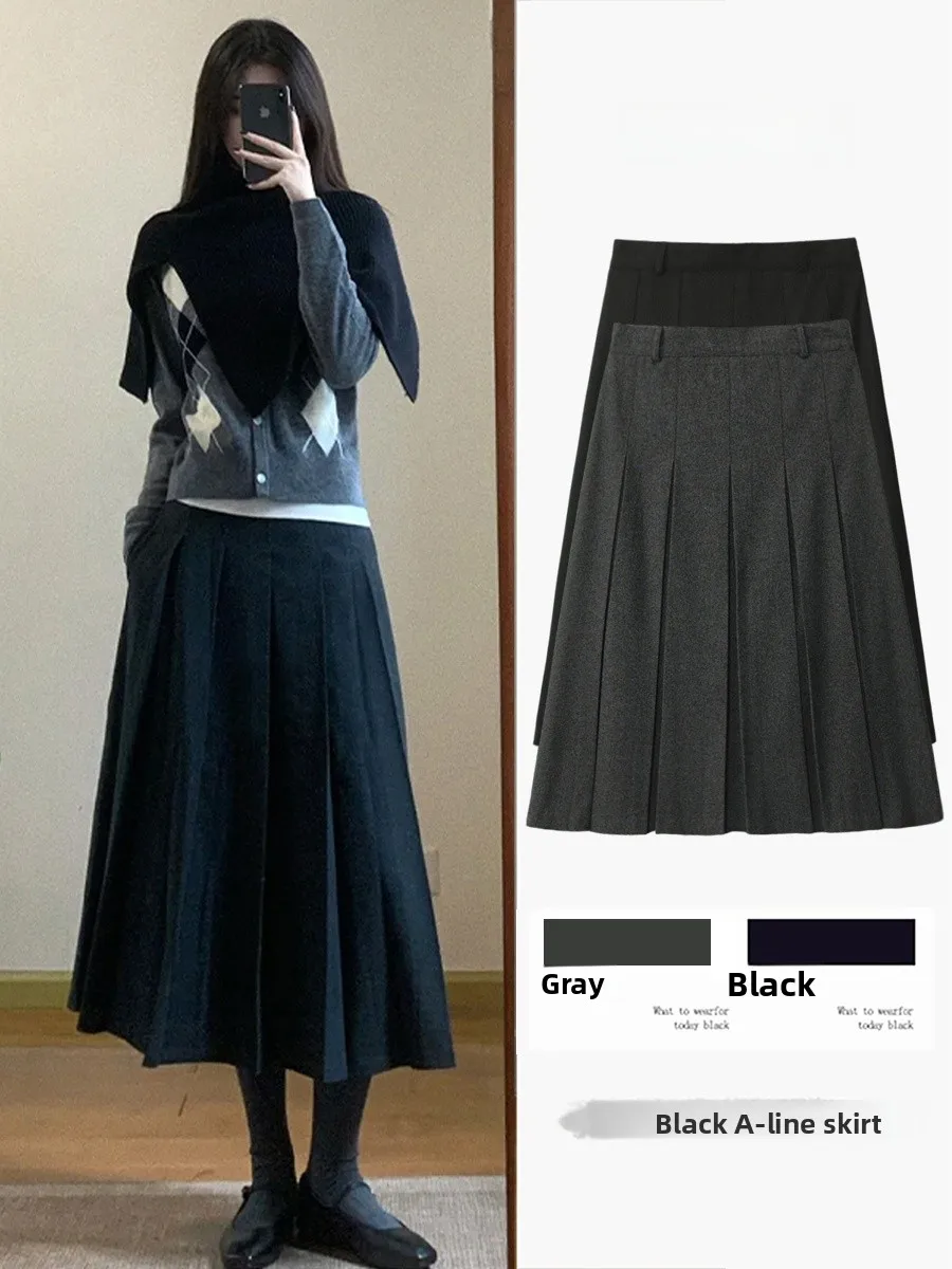 

ay шерстяная клетчатая юбка с высокой талией, юбка-миди трапециевидной формы для похудения, повседневная модная женская осенне-зимняя новинка