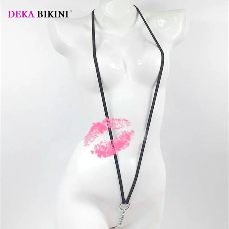 DEKA Micro Pearl Bikini Sexy Sling String Beading  Y Pearl Lotion Buttocks Girl Beach Swimwear Women One Piece Swimsuit Monokini