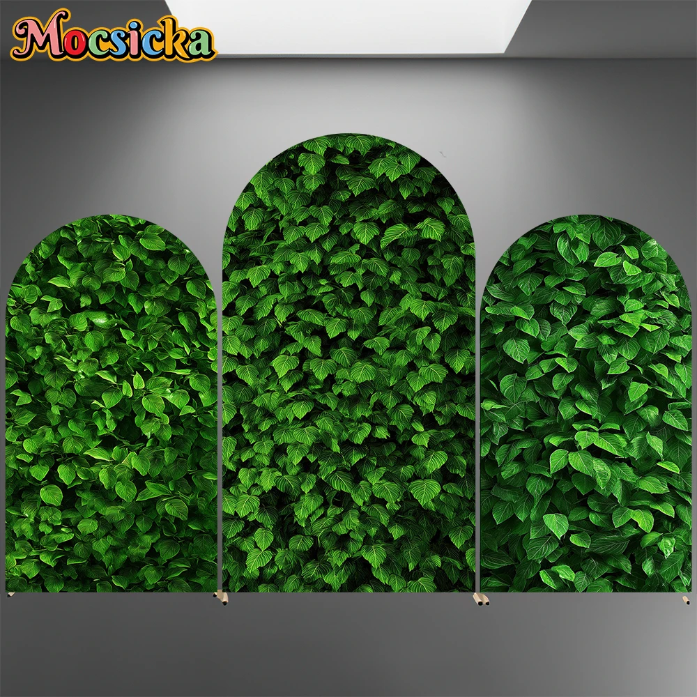 

Mocsicka Green Leaf Arch Background Covers Cloth Double-Sided Studio Shooting Props Baby Shower Birthday Backdrop Wedding Decors