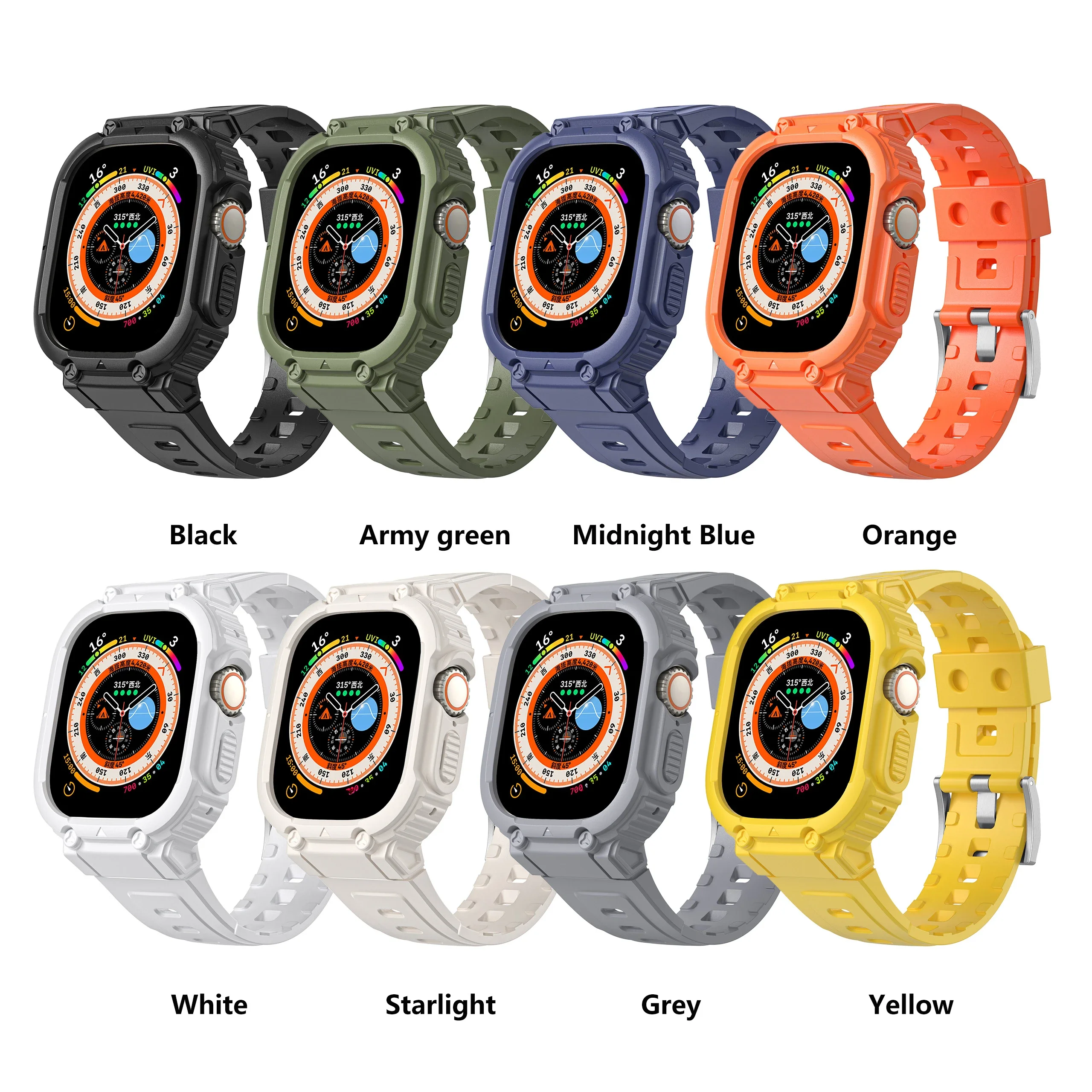 TPU Strap Sport Bumper Case for Apple Watch Band Ultra 49mm Protective cover For Iwatch 8 7 6 5 4 SE 40mm 41mm 42mm 44mm 45mm