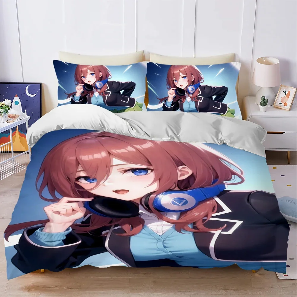 

M-Miku N-Nakano комплект пододеяльников в домашнем стиле, комплект постельного белья, мягкая хлопковая кровать для стирки, комплект из 3 предметов, студенческий общежитие, подарок для девочек