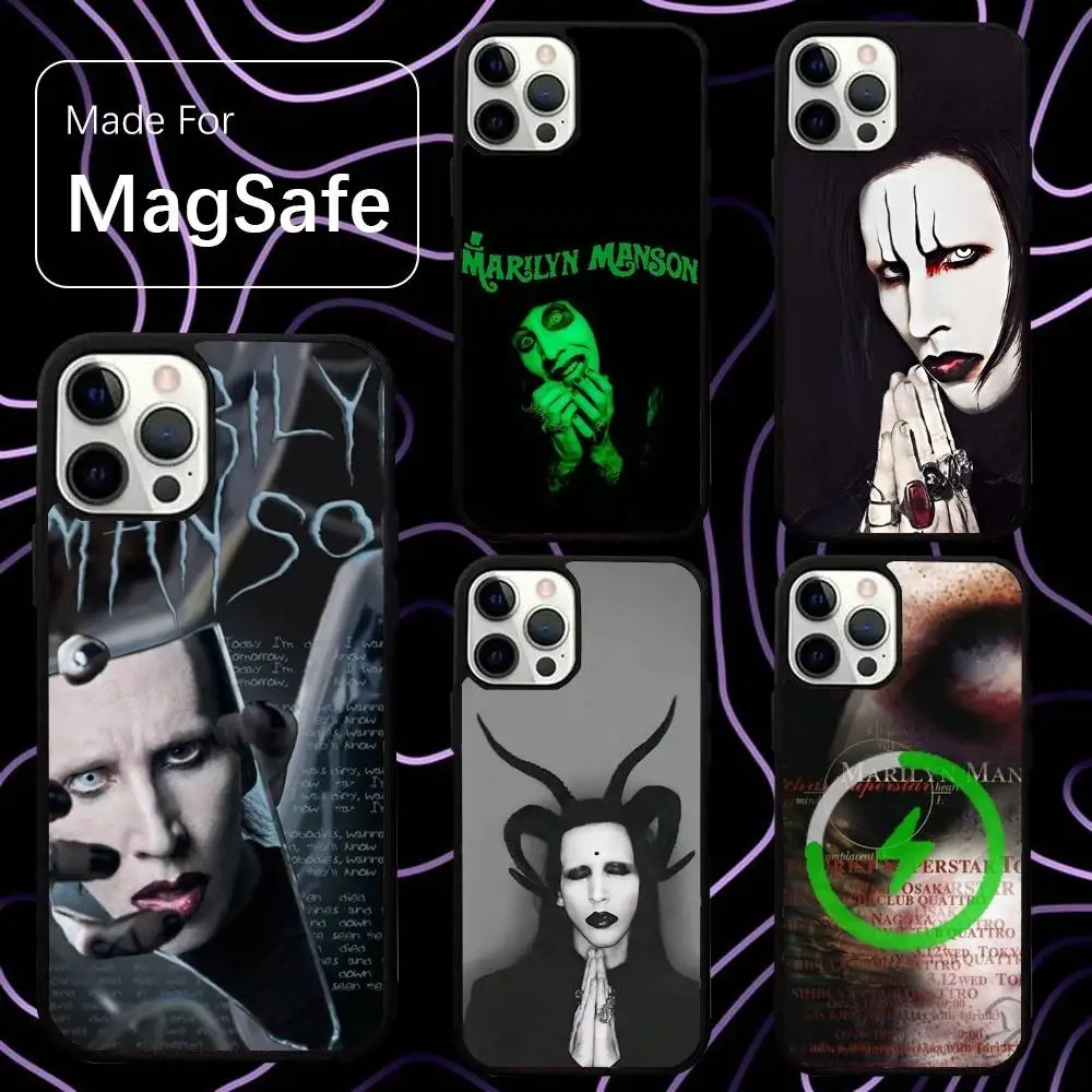 

Marilyn Manson Phone Case For iPhone 16,15,14,13,12,11,Pro,Max,Plus,Mini,SE New Magsafe Magnetic Wireless Charging