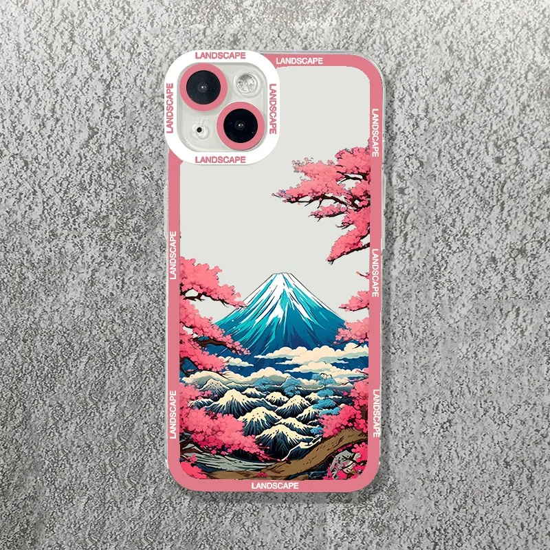 Anime Abstract Landscape Phone Case for IPhone 15 14 13 12 11 Pro Max Mini X XS XR SE 7 8 Plus Shockproof Transparent Soft Shell