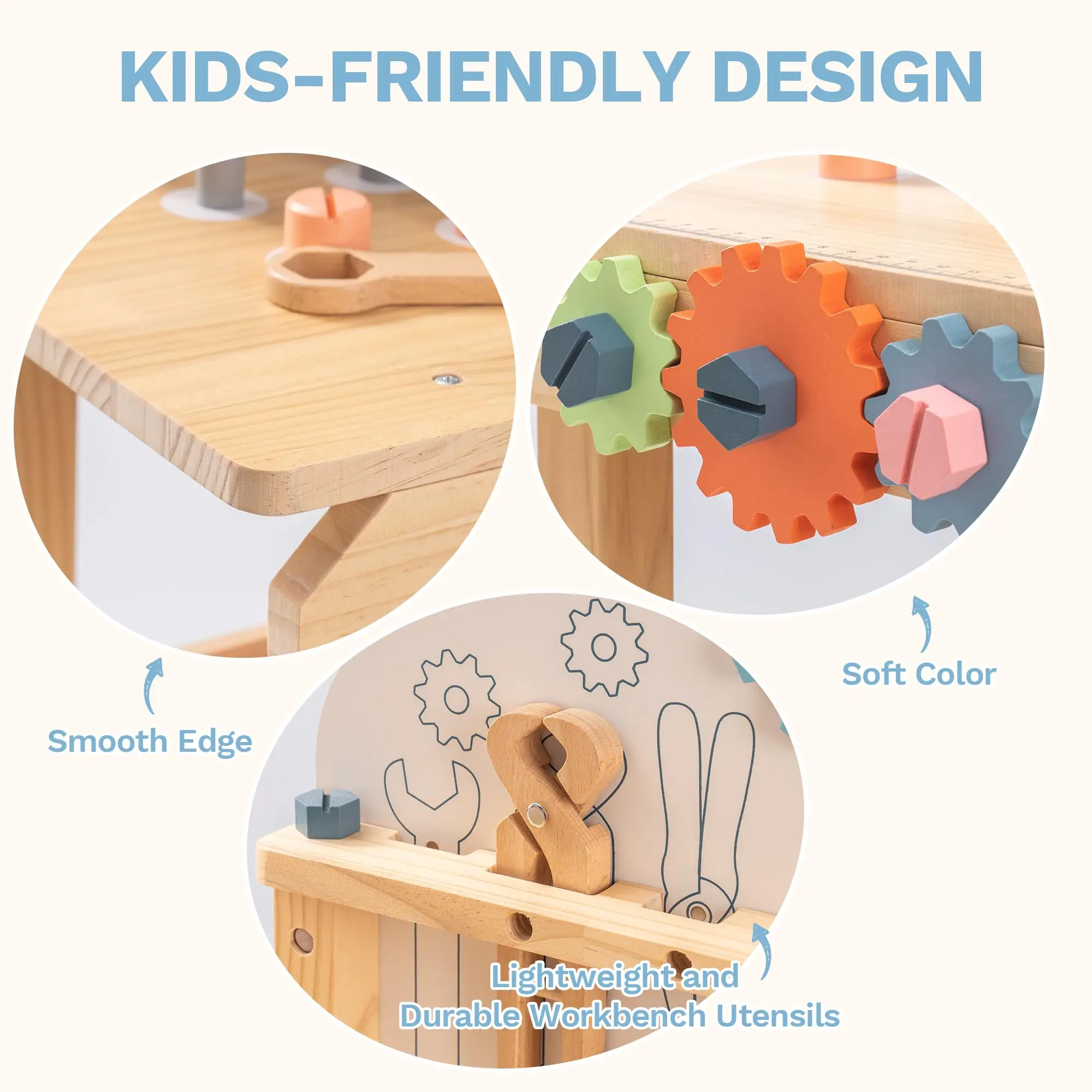 ROBUD grand outil de jeu en bois ensemble d'établi multicolore atelier de Construction banc à outils jouets cadeau pour les enfants en bas âge