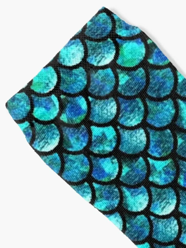 Mermaid Scales - Turquoise Blue Socks sports and leisure ankle Men's Socks Women's