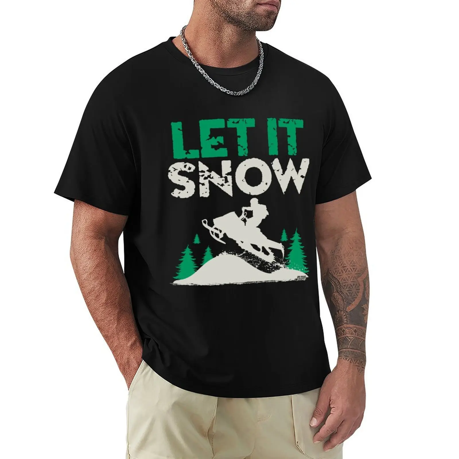 Snowmobile Let It Snow T-Shirt Athletic Fit Sports Short Sleeve Top