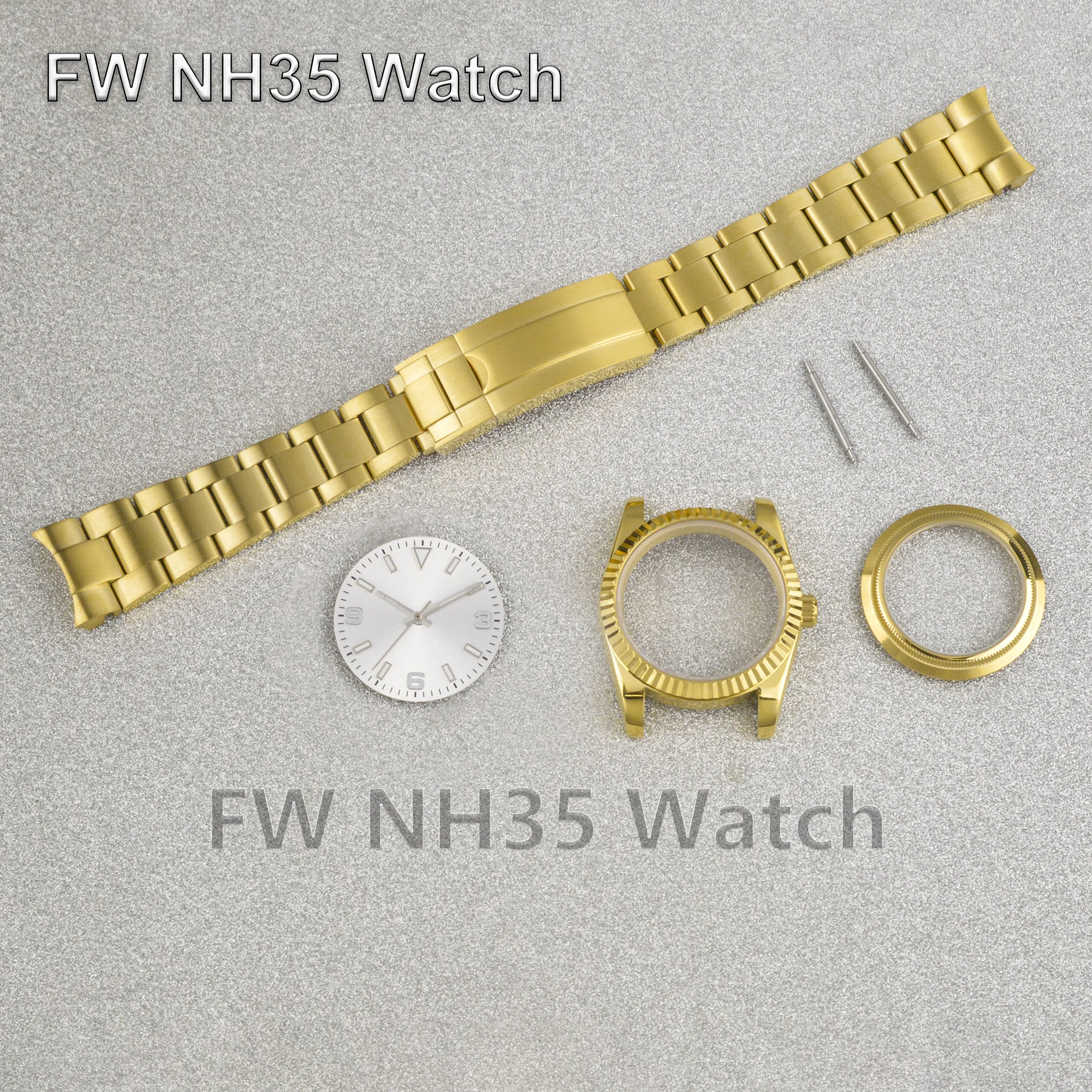 NH35 Watch Case Solid Stainless Steel Rose Gold Two Tone Case for Datejust Watch Accessories Repair Tool fit NH34/35/36 Movement