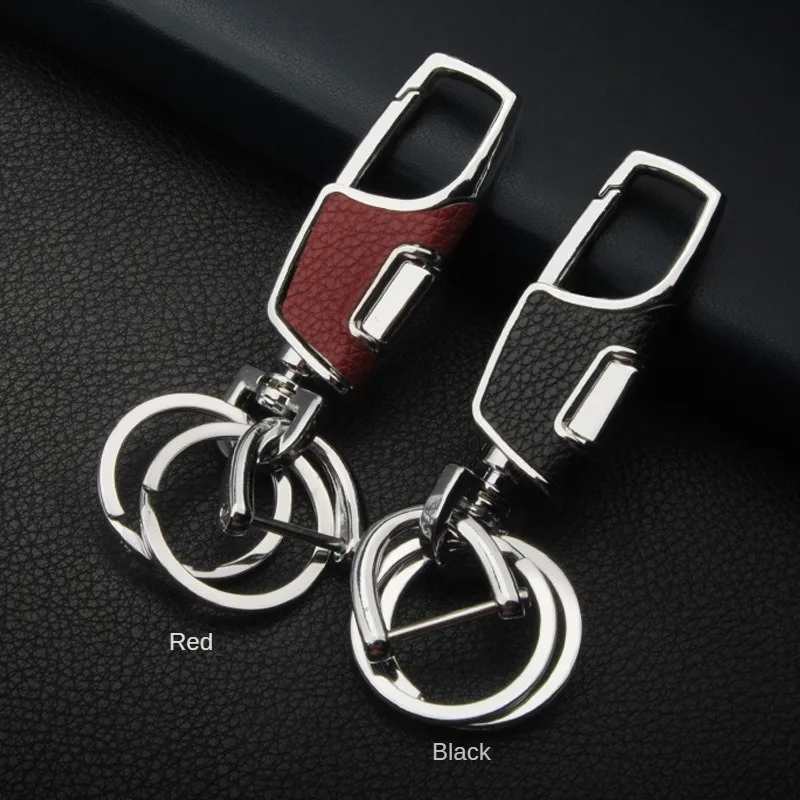 One Click Open Car Key Chain Pendant Double Ring Thickened Loss-proof Metal Simple and Fashionable Portable Men's Belt Key Chain