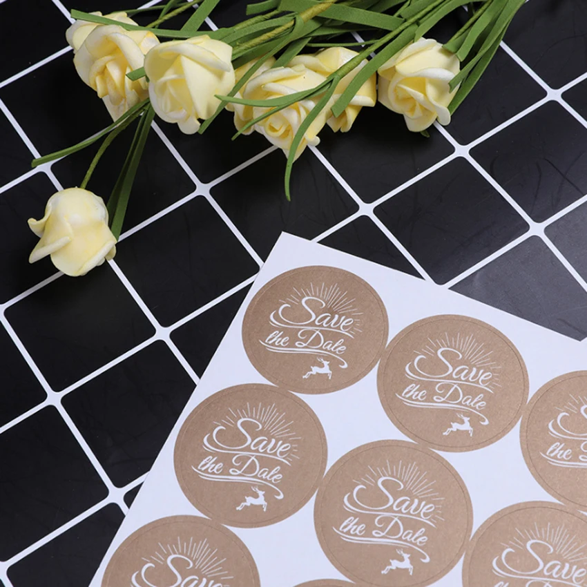 120Pcs/pack High Quality Adhesive Stickers Save The Date Cake Baking Package Seal Sticker