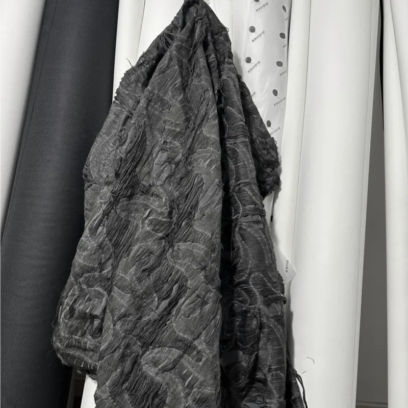 النفايات نمط الكربون الرمادي الجاكار خط خمر نمط على الوجهين الملابس مصمم النسيج