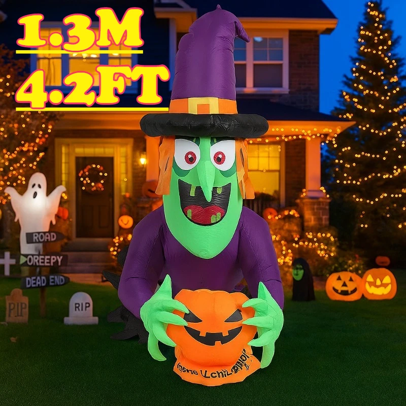 

4.2FT Holiday Lighting Holiday Lighting Climbing Window Witch Halloween Decorations Indoor Built-in LED Light Home Garden Decor