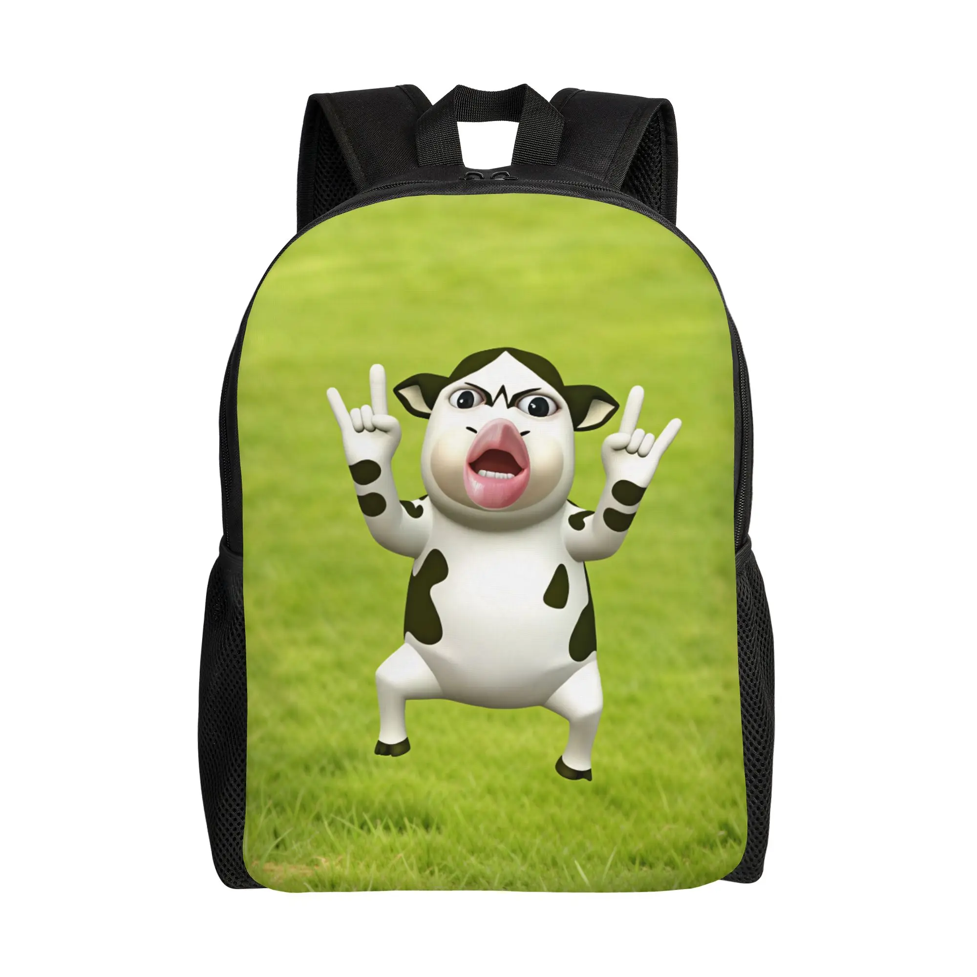 Funny Grassland Cattle Meme  Backpack  Camping Backpacks Boy Custom Print School Bags Casual Rucksack