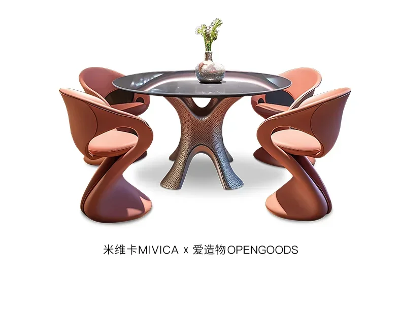 Круглый обеденный стол с художественной эстетикой, современная итальянская легкая роскошная мебель