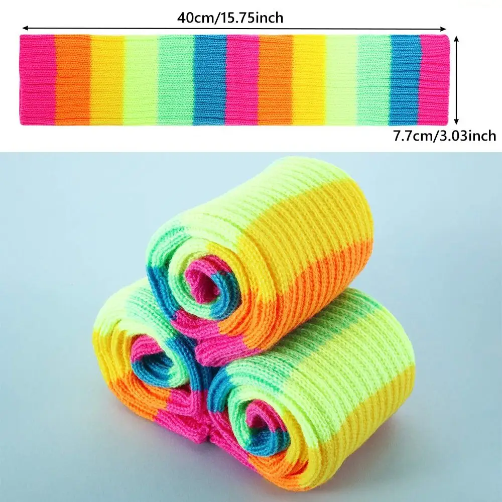 Halloween Costume Neon Ribbed Leg Warmers Y2K Harajuku Japanese Leg Covers Boot Socks Party Sports Yoga Knit Long Socks
