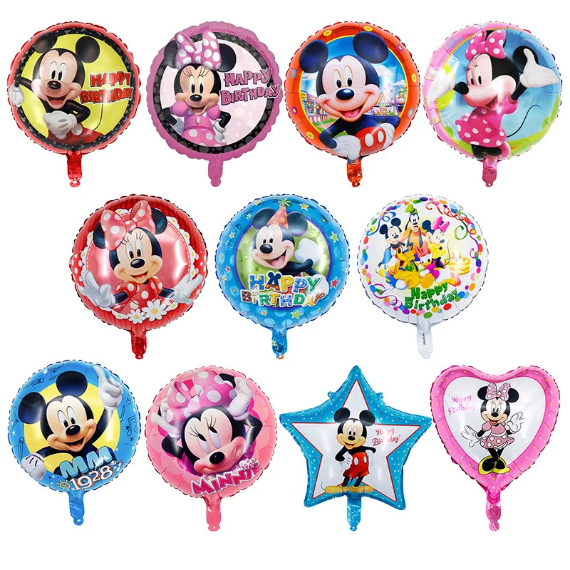 New Anime Disney Mickey Mouse Metallic Balloons Kawaii Minnie Rotundity Heart Shaped Balloons Cartoon Party Decoration