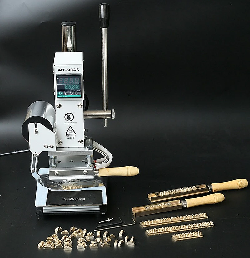 7-Type Copper Fonts Mould Bronzing Machine - Manual Hot Stamping Embossing Stamper for Custom Marking