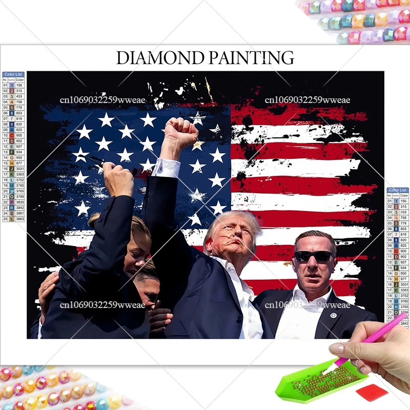 Diamond Painting New Arrival American Presidential 5D Crystal Diamond Art A Freedom Fighter Cross Stitch Kits Full Rhinestones