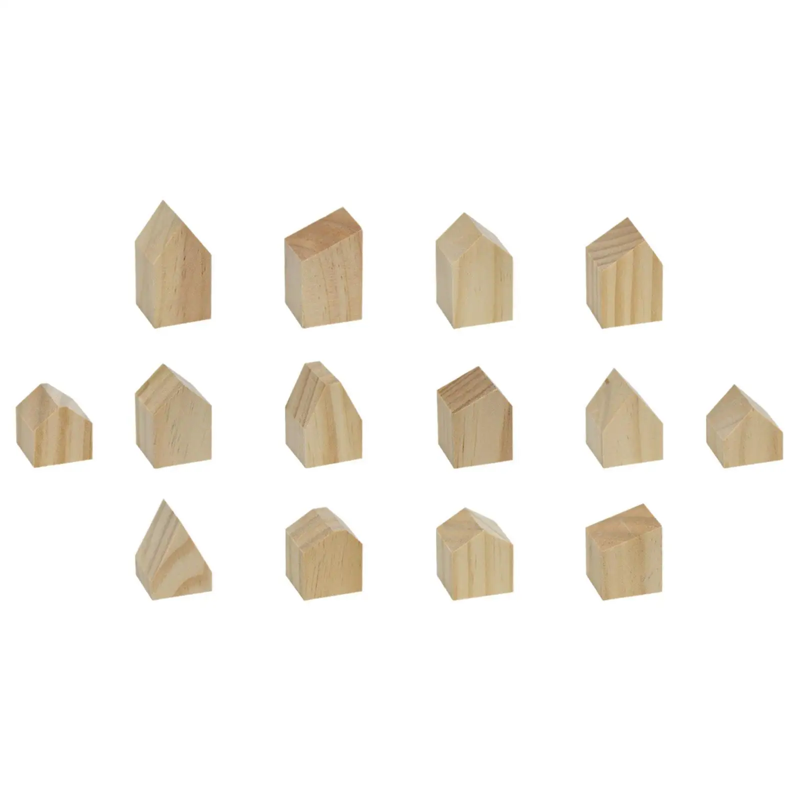 14x 未完成の木製ハウス ウッドブロック DIY ペイントギフト アート ファームハウス ブランク