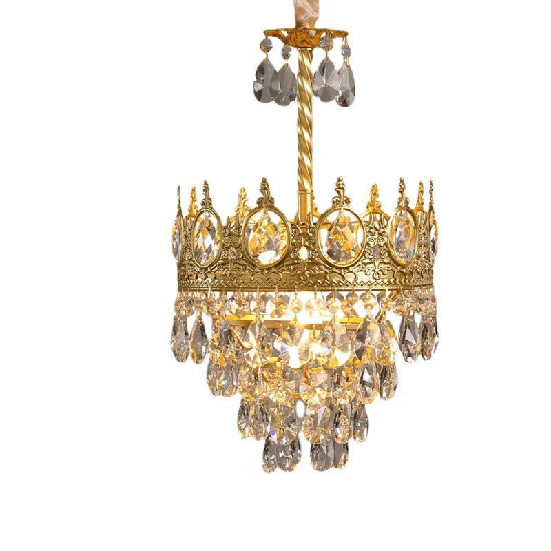 

American retro crown crystal chandelier French living room lamp bedroom bedside lamp aisle entrance