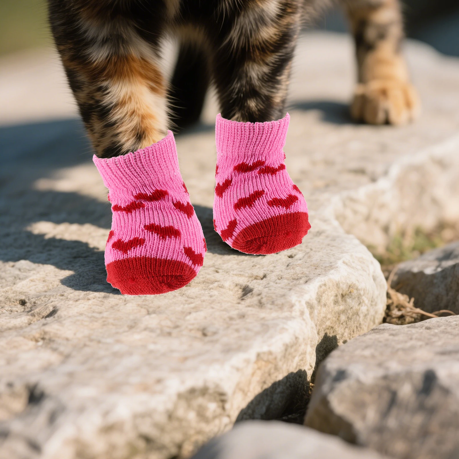

8pcs Pet Non-slip Socks Dog Boots Anti-slip Bottom Yarn Feet Protectors Paw Safety Comfort Material Indoor Outdoor Use