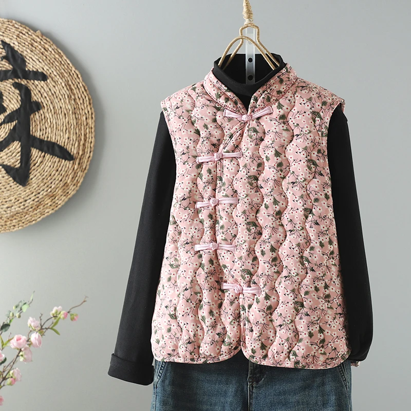 

Теплая женская куртка ручной работы в китайском стиле с утолщенным наполнителем, хлопковая верхняя одежда с подплечниками, зимняя модная куртка с атласным хлопковым утеплителем