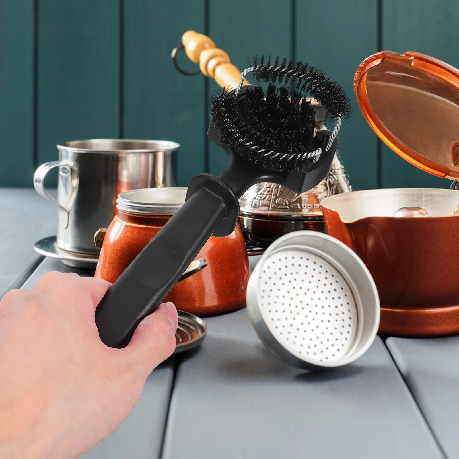 

Arc Design Coffee Machine Cleaning 51Mm Long Handle Fine Bristles Espresso Brush Portafilter Cleaner Tool Brew Head Specific