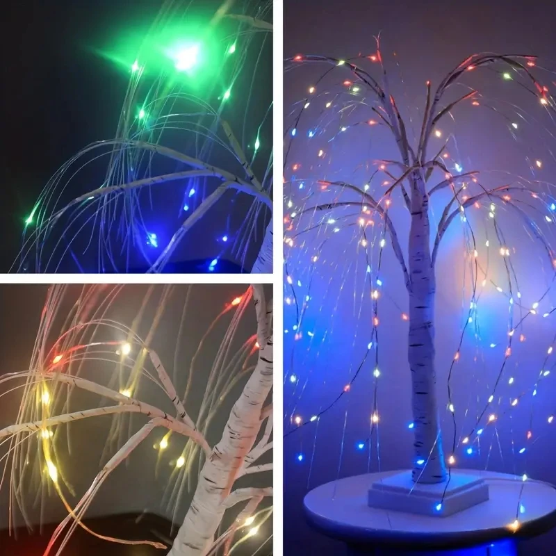 1PC Willow Night Light 192 LED Table Lamp 8 Modes Battery And USB Use Tree Lights For Wedding Party Home Christmas Decoration