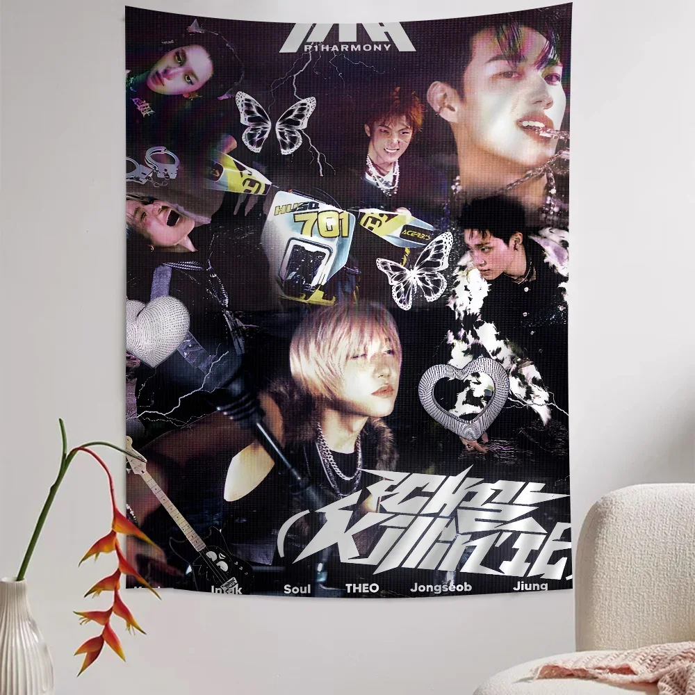 Custom P-P1HarmonyS KPOP Printed Large Wall Tapestry Hanging Tarot Hippie Wall Rugs Dorm Home Decor