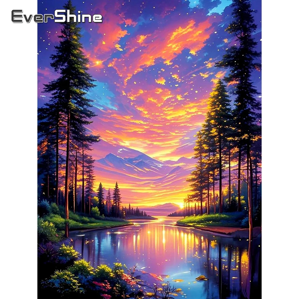 

Evershine Diamond Embroidery Landscape Rhinestones Picture Mosaic Clouds Full Drill Painting Tree Craft Kit Wall Art