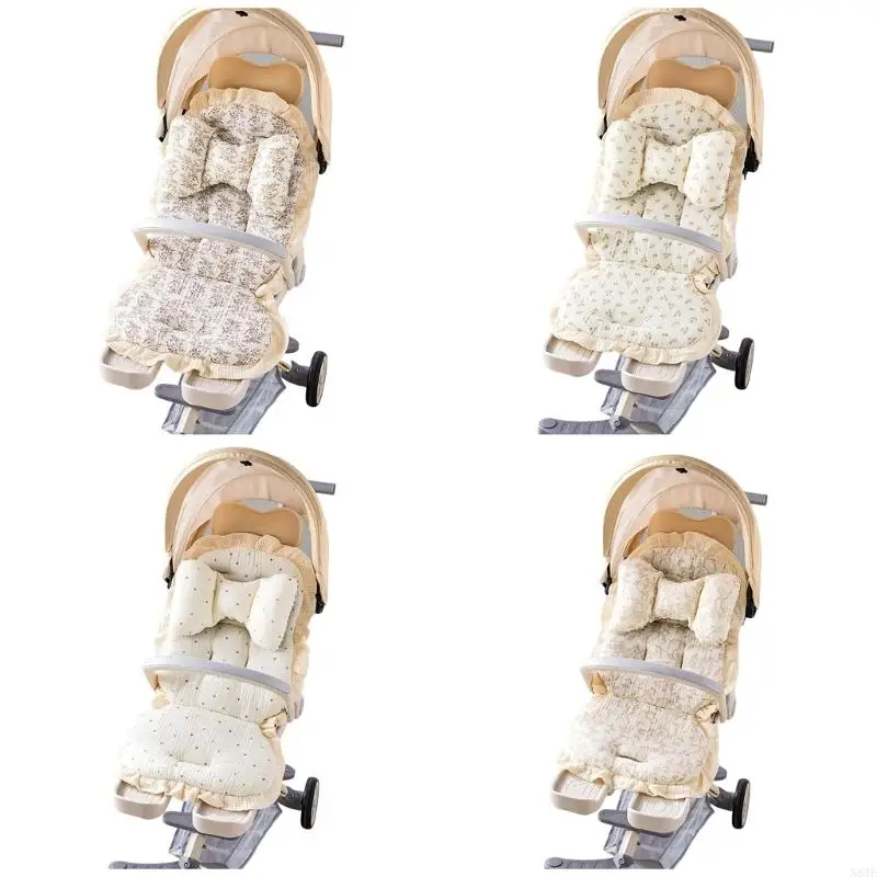 

N84E 1 Set Universal Baby Carriage Mat Four Season Cushion with Headrest Pillow for Infants Toddler Enjoy Daily Comfort