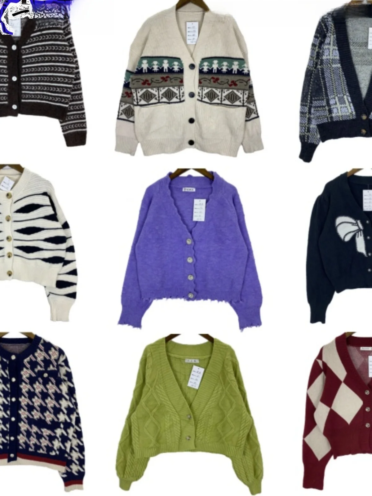 

Vintage Woolen Sweater Coat Cartoon Embroidery Sle Winter B34 Cuter Stitched Outerwear Straight Cut Commute Faion