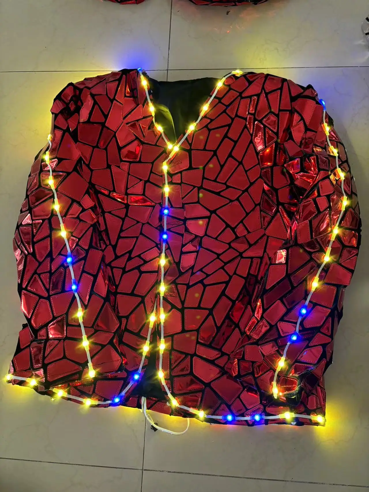 LED 스틸츠 워커 로봇 반짝이는 미러 스팽글 원단 의상 쇼 무대 공연 코스프레 의상 엔터테인먼트 레이브 파티용