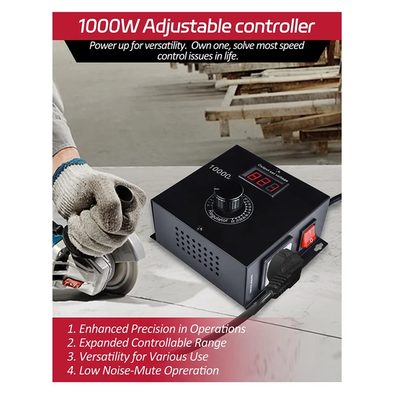 

AB41-10000W AC Variable Speed Controller 120V-220V 15A, Fan Speed Controlle Motor Speed Controller For Electric Motor EU Plug