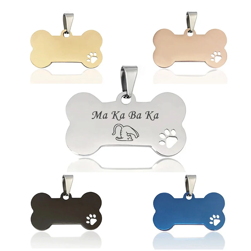 Personalized Pet Dog Tags Shiny Steel Free Engraving Kitten Puppy Anti-lost Collars Tag for Dog Cat Nameplate Pet Accessoires