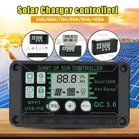 100A Solar Charge Controller Solars Panel Controllers 12V/24V Adjustable LCD Display Battery Regulator With USB Port Chargers